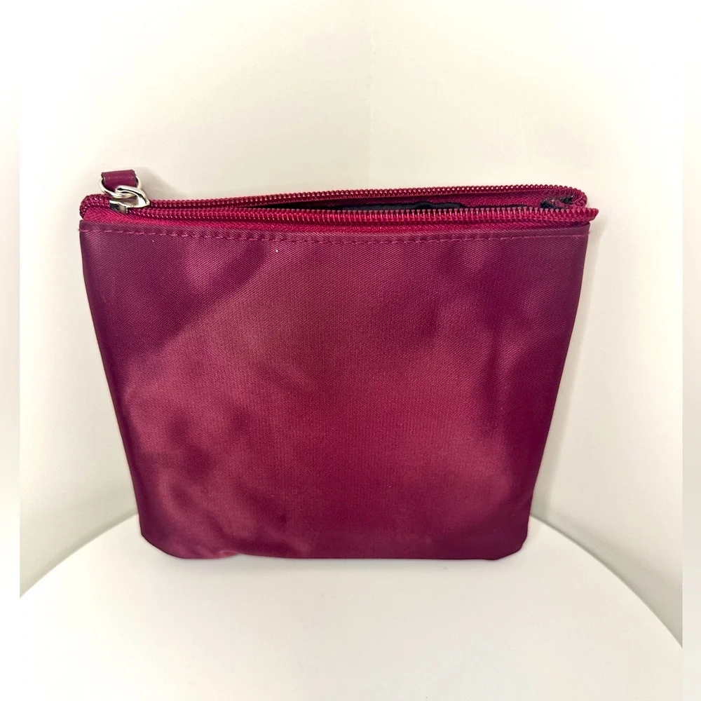 TUMI for Delta Zip Pouch Travel Case Toiletries Makeup Bag Purple Plum EUC